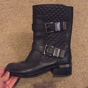 Vince Camuto Black Mid-Rise Moto Boots. Size 6.5.